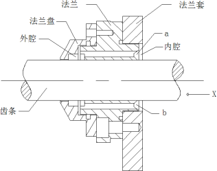 改進前商標紙橫向輸送器支承座裝配示意圖