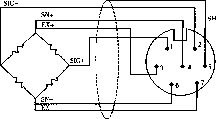 稱(chēng)重傳感器與七芯防空插頭連接圖