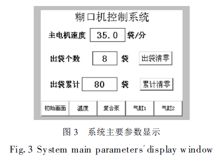 包裝機系統(tǒng)主要參數(shù)顯示圖