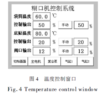 包裝機溫度控制窗口圖